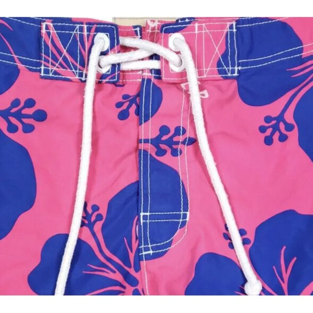 Hollister Board Shorts Mens Pink Blue Hawaiian Tropical Floral Swim Trunks Large